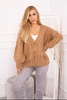 Buttoned sweater with puff sleeves camel