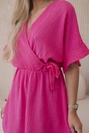 Muslin dress with waist pink