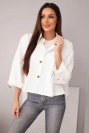 Women's spring cotton button-up jacket with collar ecru