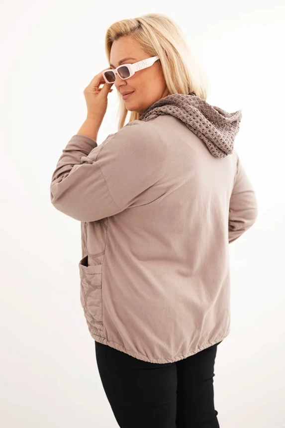 Dámska mikina Plus Size bavlnená na zips fango