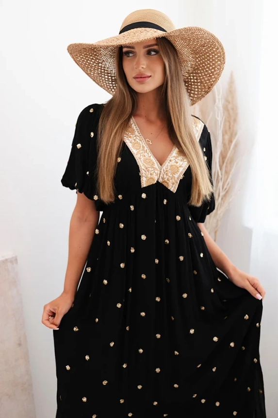 Women's viscose dress with a tie on the back black