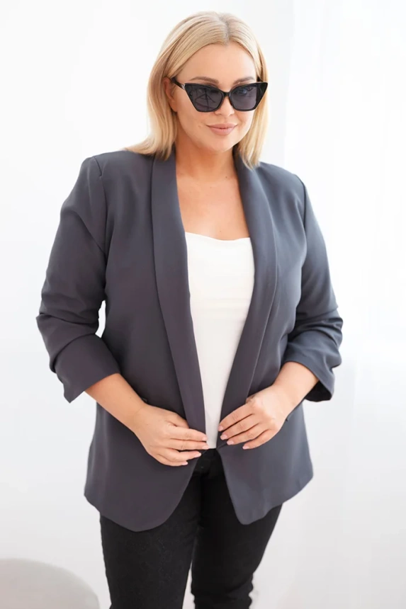 Dámska sako Plus Size bez zapínania s podšívkou XL/2XL grafitová