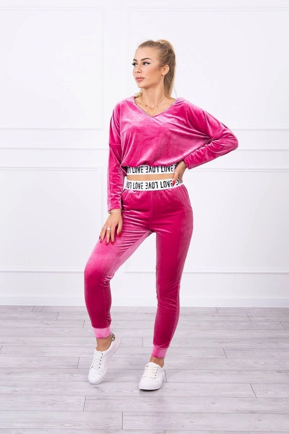 Velor set with hood fuchsia