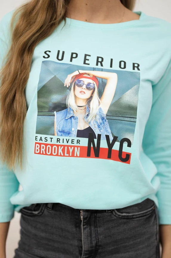 Superior bedruckte Bluse in mint