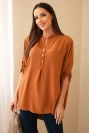 Bluse mit längerem Rücken dunkel camel