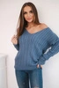 Geflochtener Pullover mit V-Ausschnitt Denim