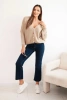 Women's sweater with a V-neck and buttons camel