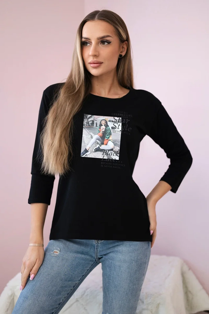 "Star Style" spausdinta palaidinė juoda