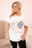 Dámská bavlněná halenka Plus Size s kamínky bílá + tmavě modrá