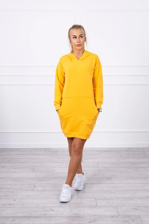 Hooded dress mustard