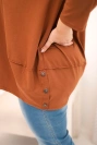 Women's Plus Size cotton blouse with decorative buttons and rolled-up sleeves camel