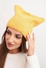 Women's winter hat with wool in a cat style made of ribbed knit K419 yellow