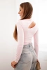 Damen-Bodysuit-Bluse mit langen Ärmeln und asymmetrischem Ausschnitt puderrosa