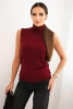 Women's sleeveless viscose blouse with a turtleneck burgundy