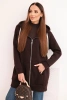 Insulated women's hoodie with a zipper brown