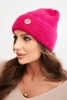 Women's winter fluffy hat with decorative button fuchsia