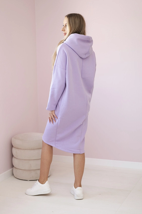 Dress with a hood and a slit on the side purple
