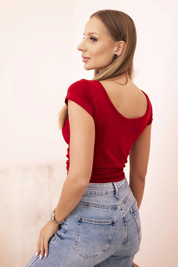 Damenbluse aus Baumwolle klassisch mit kurzen Ärmeln grün