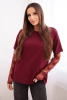 Women's cotton blouse with lace sleeves maroon