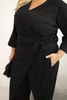 Kombinezon damski bawełniany Plus Size z wiązaniem w pasie i rękawem 3/4 czarny