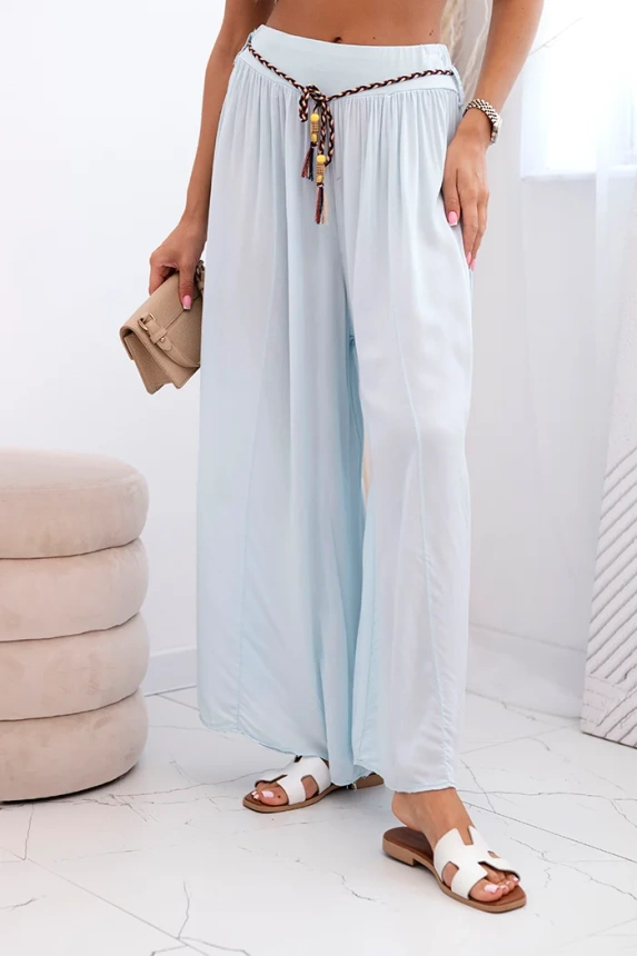 Women's wide-leg viscose trousers blue