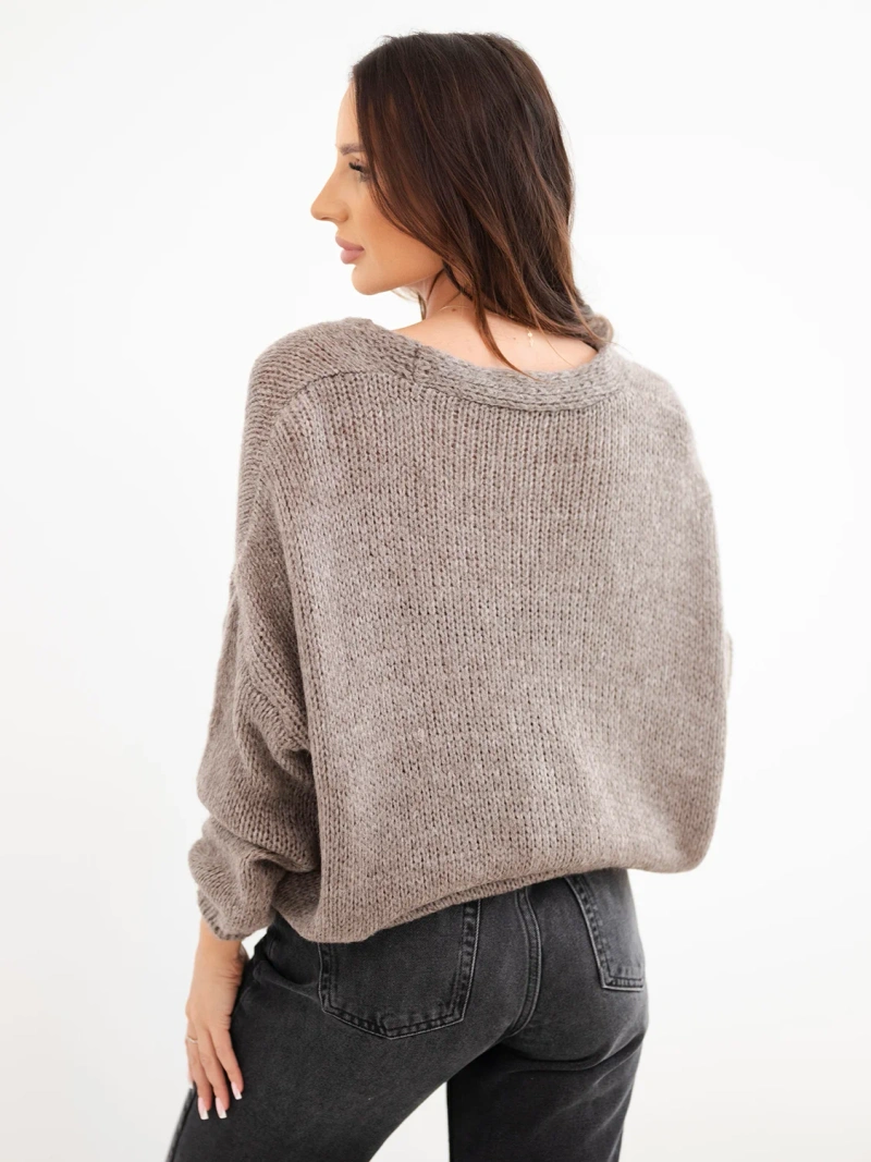 Women's sweater with a V-neck and buttons fango