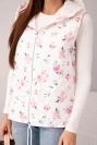 Damen-Steppweste mit Kapuze und Blumenmuster rosa
