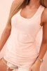 Women's sleeveless cotton blouse with a round neckline powder pink melange
