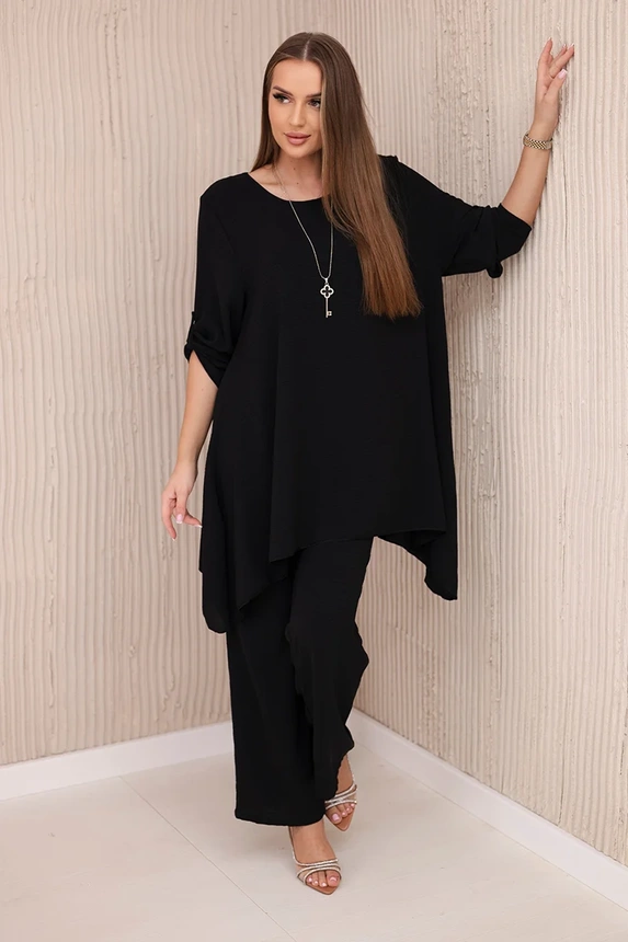 Set of blouse + pants with pendant black