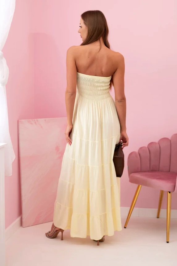 Women's viscose dress with elastic top yellow