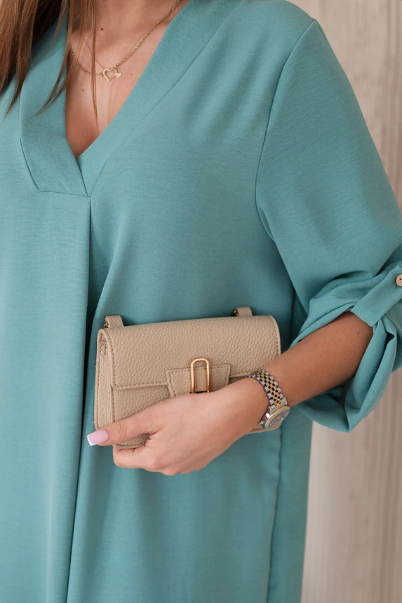 Kleid mit V-Ausschnitt dunkle Minze