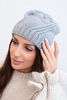 Women's wool winter hat with a geometric pattern and subtle shine K401 light gray