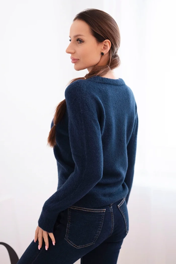 Women's sweater made of baby alpaca with long sleeves navy