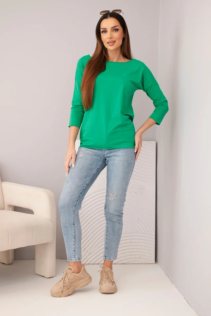 Women's blouse with a boat neckline green