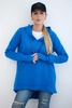 Insulated sweatshirt with longer back and hood mauve blue