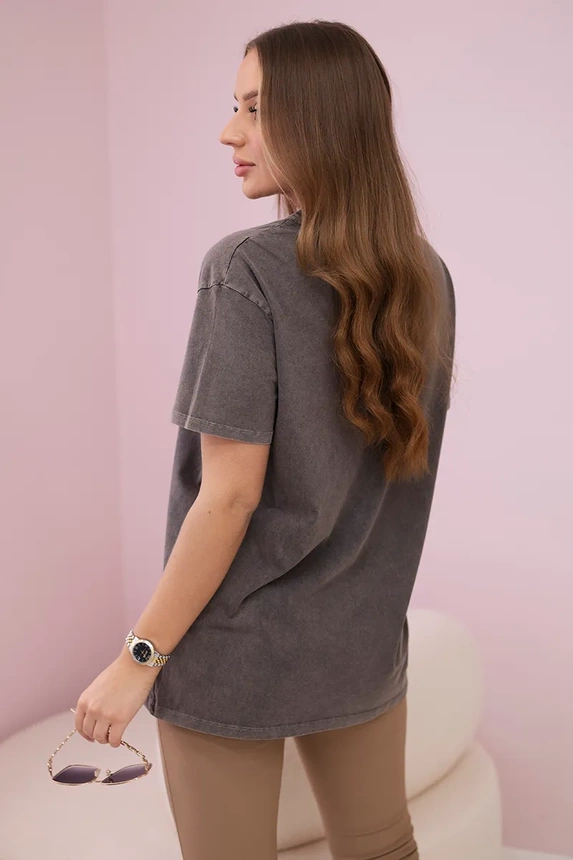 Geriebene Baumwollbluse Rock'n'Roll braun