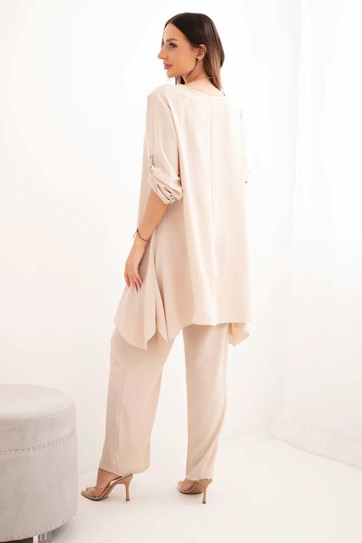 Sada halenky + kalhot s přívěskem béžový