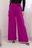 Women's elegant wide-leg pants with decorative flower dark purple