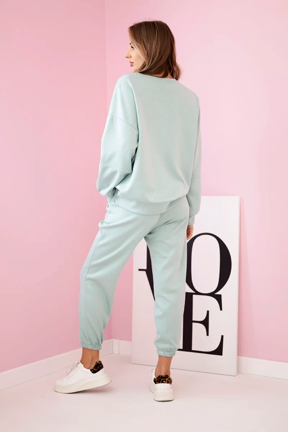 Set sweatshirt + pants buttery fabric dark mint