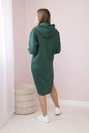 Dress with a hood and a slit on the side dark green