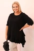 Damenbluse Plus Size aus Baumwolle mit Tasche und hochgerolltem Ärmel kiwi