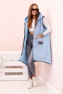 Damen Steppweste Plus Size mit Kapuze und Reißverschluss blau