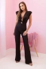 Women's jumpsuit with a decorative tie at the waist brown