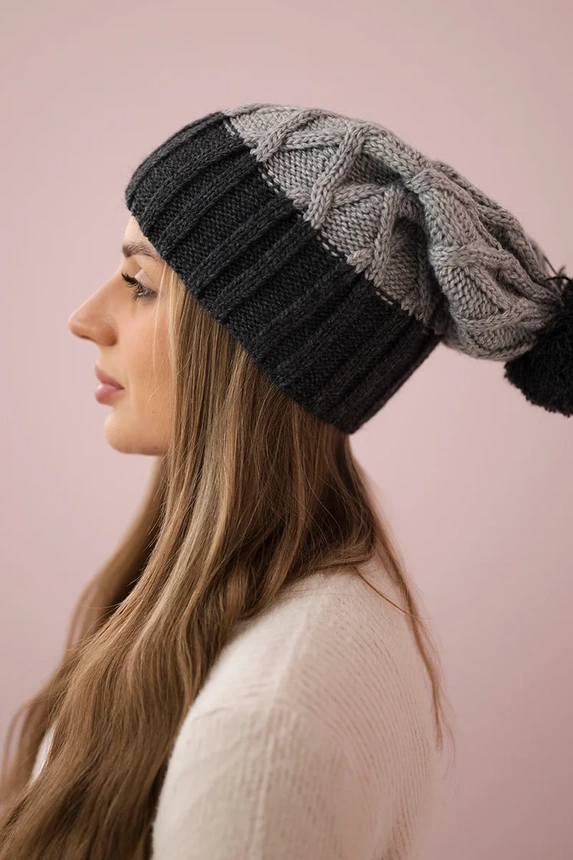 Cap with fleece Milano K203 light gray+graphite