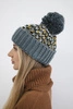 Cap with a pompom Ellen K325 dark grey+yellow