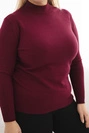 Sweter damski Plus Size z wiskozy z golfem bordowy