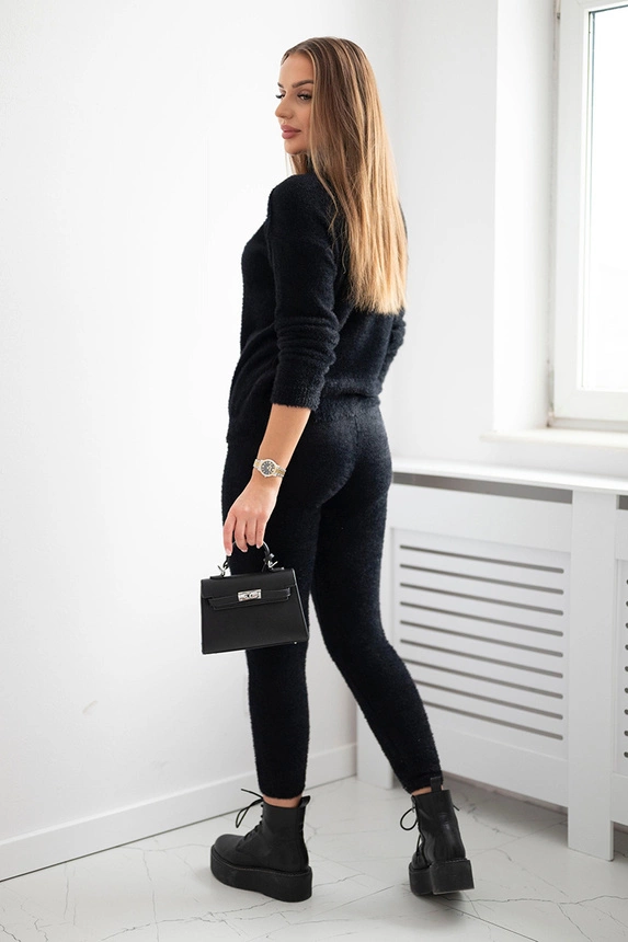 Alpaca sweater set two-piece black