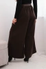 Women's pants with wide leg and belt brown