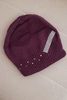 Women's wool winter hat with decorative crystals K399 black