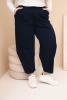 Plus Size women's loose-fitting high-waisted cotton pants blue